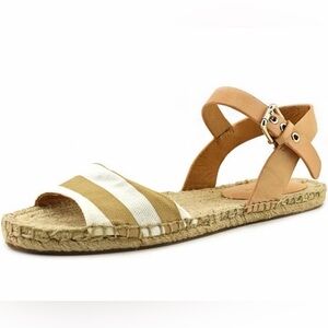Coach Reena Bleeker Cabana Yellow Striped Espadrille Sandals Size 8
